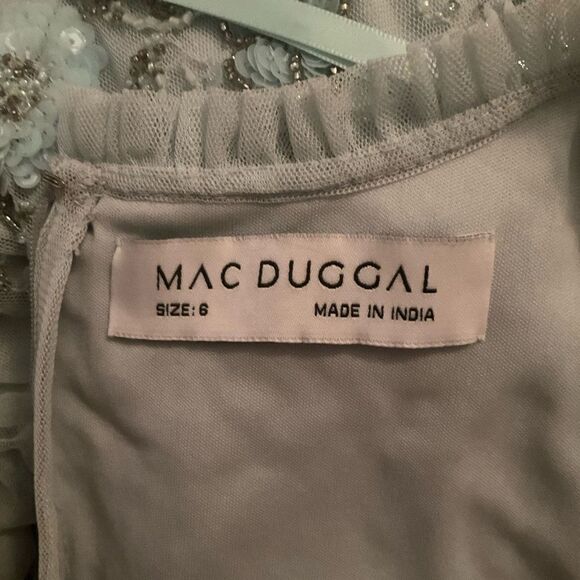 Mac Duggal 9212 Womens Embellished High Neck Cap Sleeve A Line Dress - Picture 14 of 16